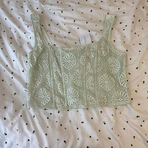 NEW American Eagle Outfitters Light Green Lace Crop Top